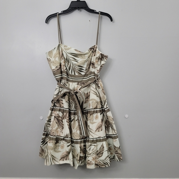 Antonio Melani Marlee Tropical Print Square Neck Tie Waist Tiered Dress - Picture 3 of 12